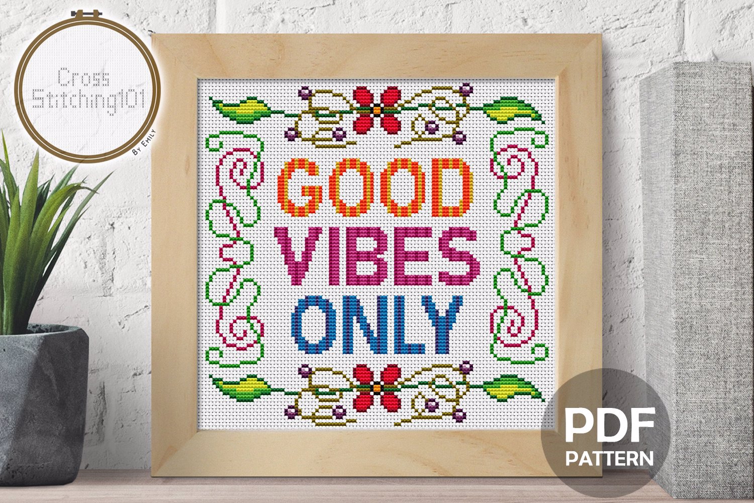 Good Vibes Only Cross Stitch Design