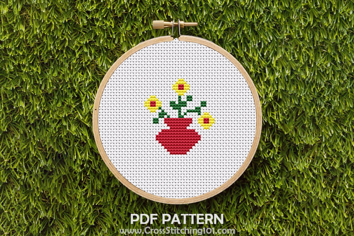 Mini Flower Pot Cross Stitch Design