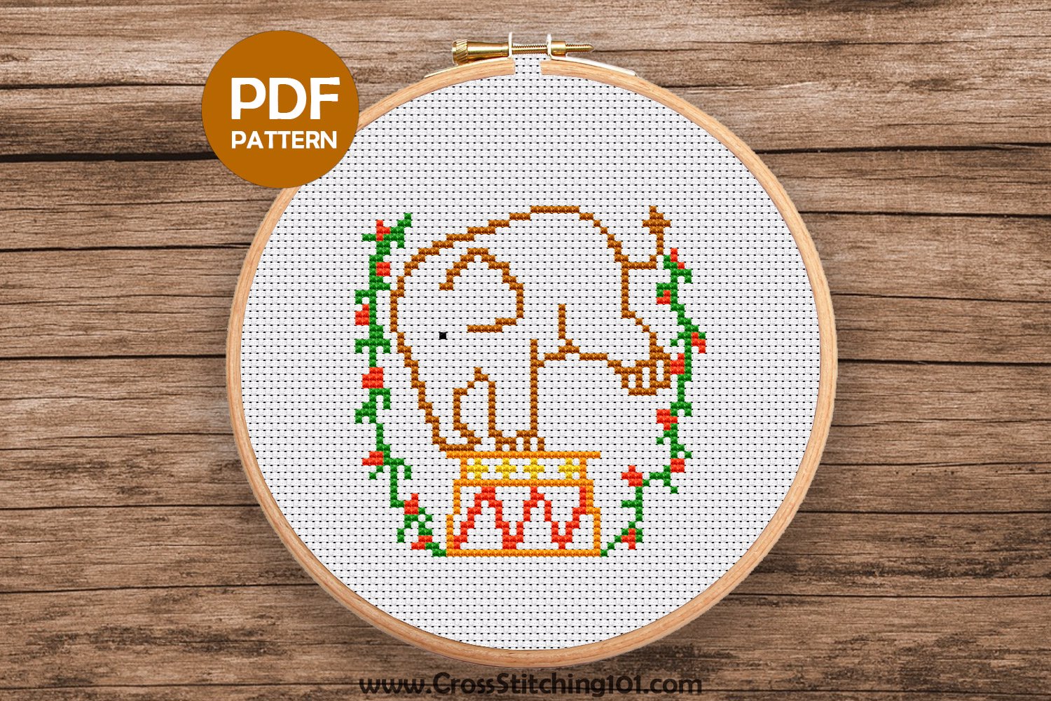 Circus Elephant Cross Stitch Chart