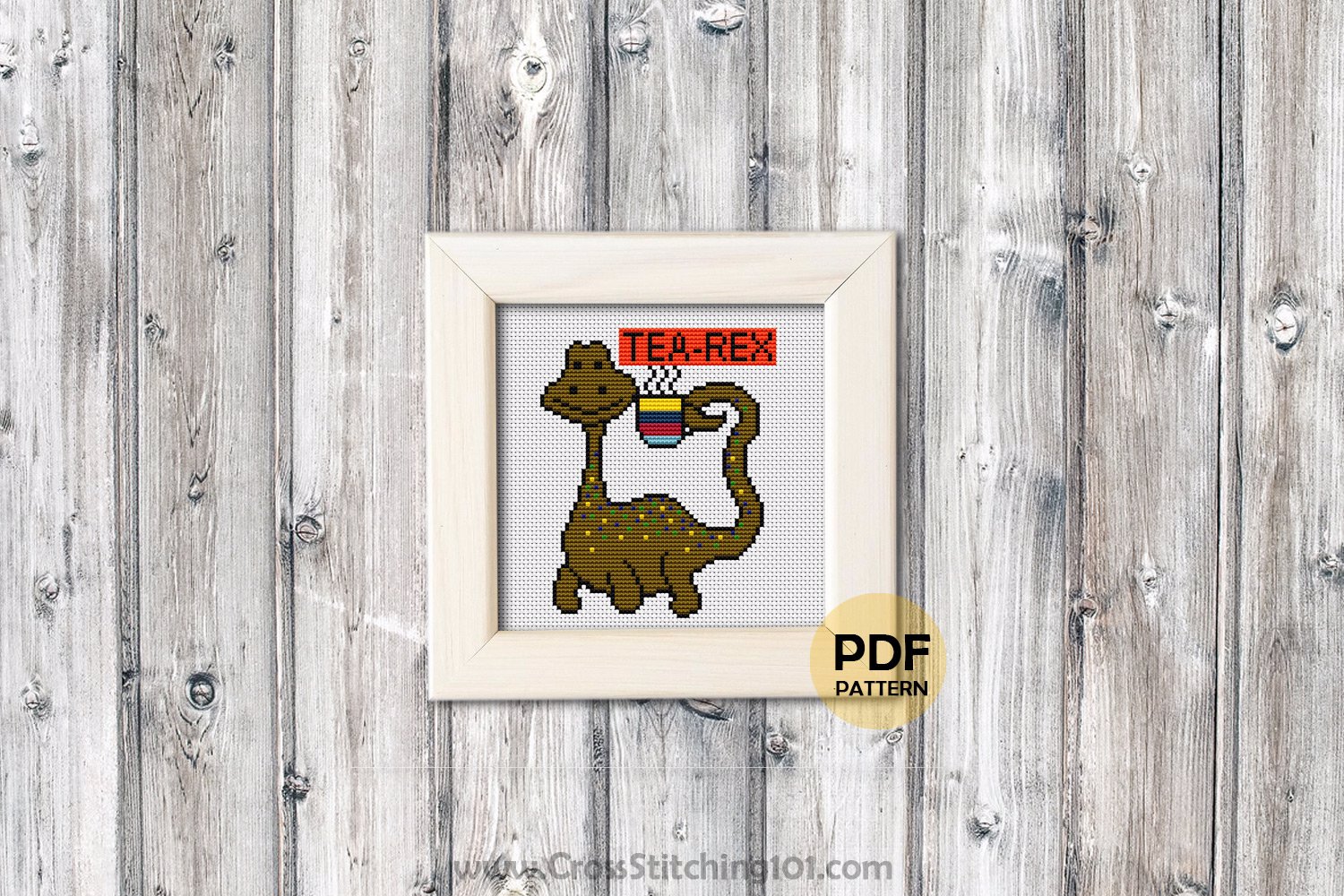 Tea-rex Cross Stitch Design