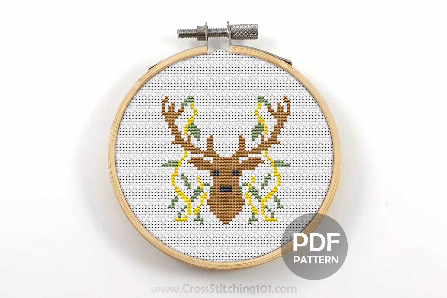 Deer Head Pattern Cross Stitch Design