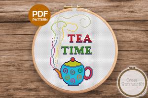 Tea Time Cross Stitch Pattern