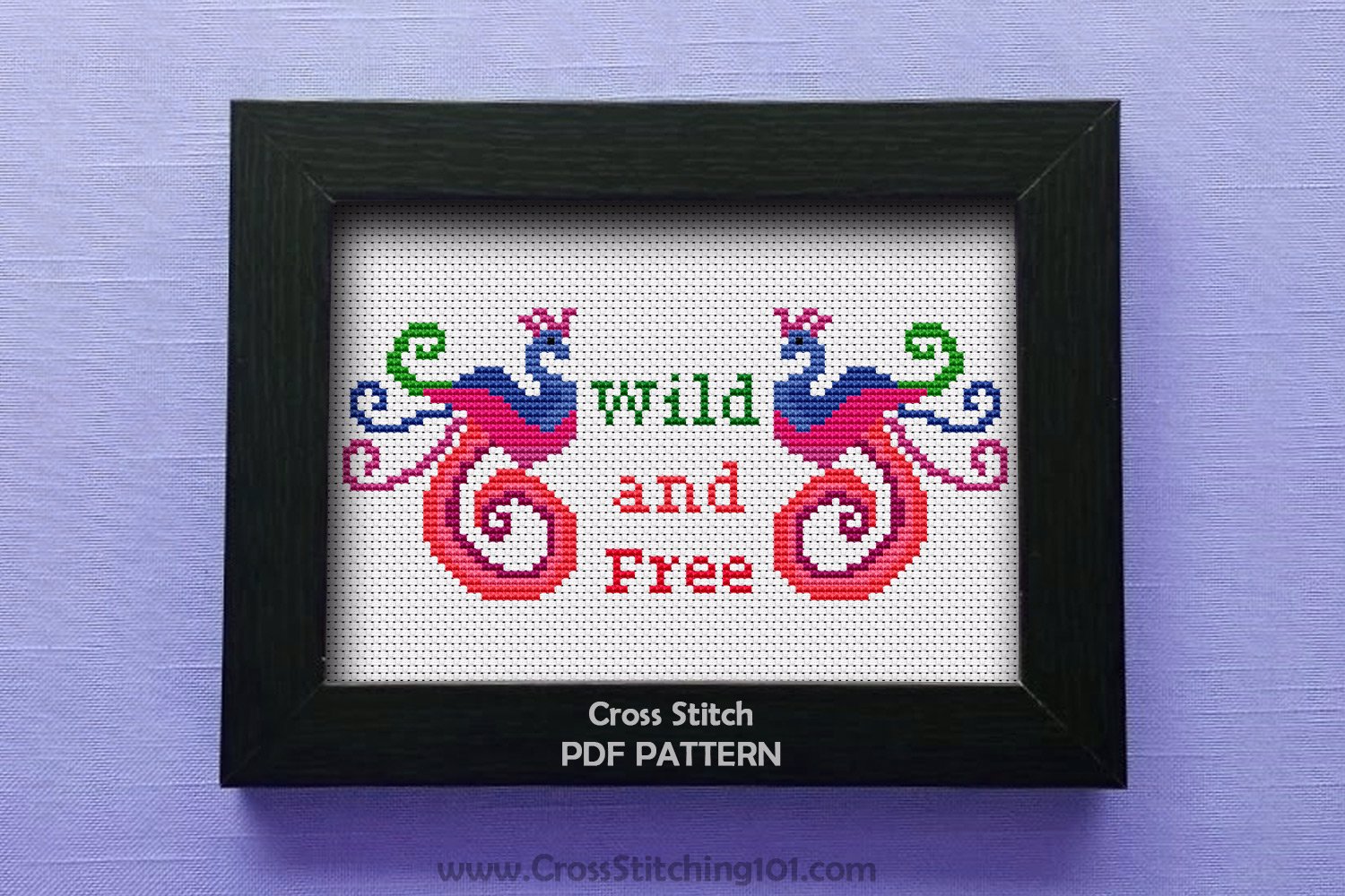 WILD AND FREE -Peacock Swirl Designs Cross Stitch Design