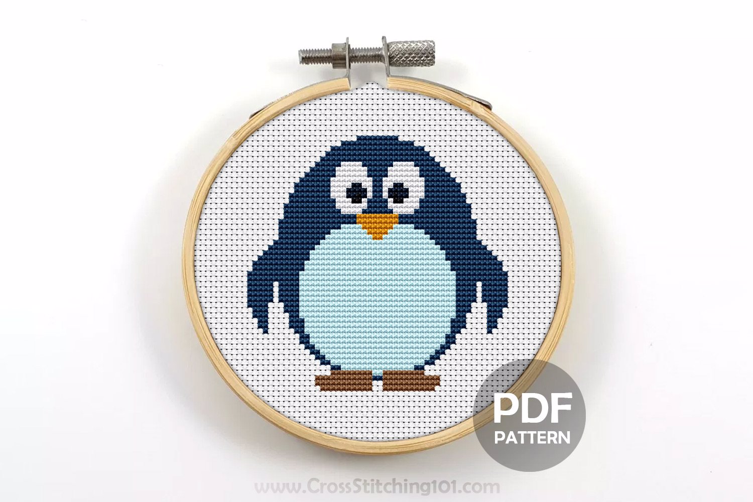 Cartoon Penguin Cross Stitch Design