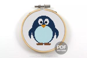 Cartoon Penguin Cross Stitch Design