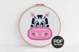 Cartoon Zebra Face Cross Stitch Pattern