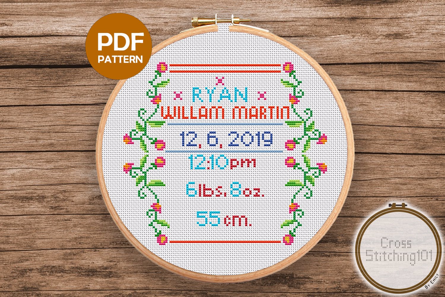 Birth Announcement Template-13 Cross Stitch Design