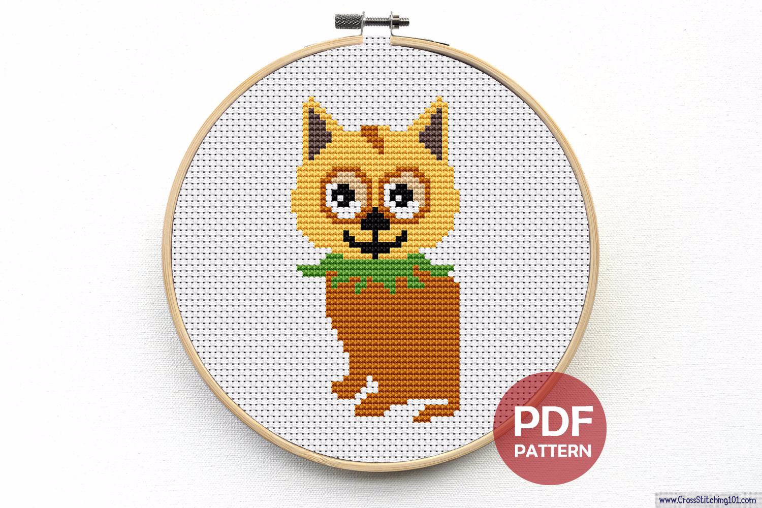 Cute Curious Kitten Sitting Down Cross Stitch Pattern