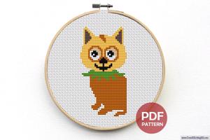 Cute Curious Kitten Sitting Down Cross Stitch Pattern