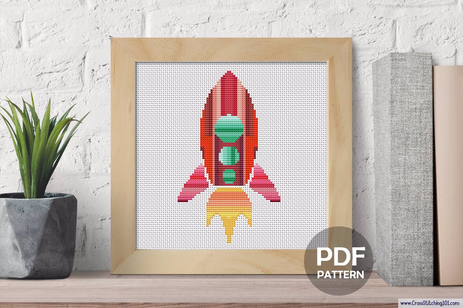 Spaceship Cross Stitch Pattern