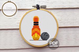 Ball Bowling Pin Cross Stitch Design