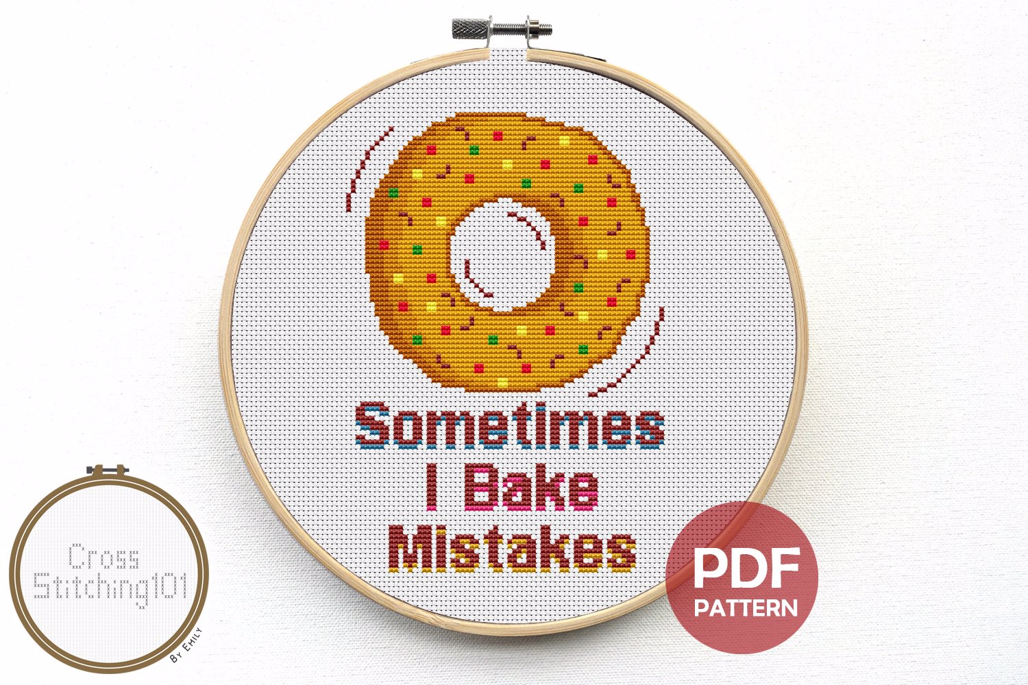 Sometimes I Bake Mistakes Cross Stitch Pattern