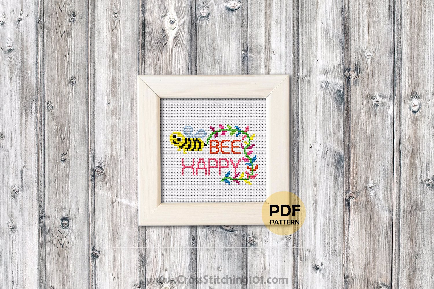 Bee Happy - Swirls Cross Stitch Design