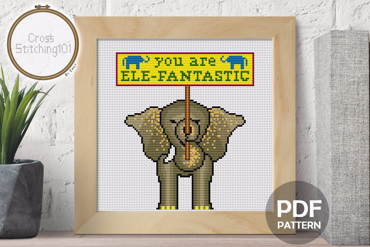 You're Ele-Phantastic Cross Stitch Design