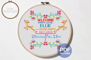 Birth Announcement Template-8 Cross Stitch PDF