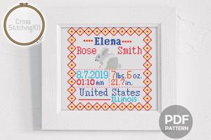 Birth Announcement Template-5 Cross Stitch Design