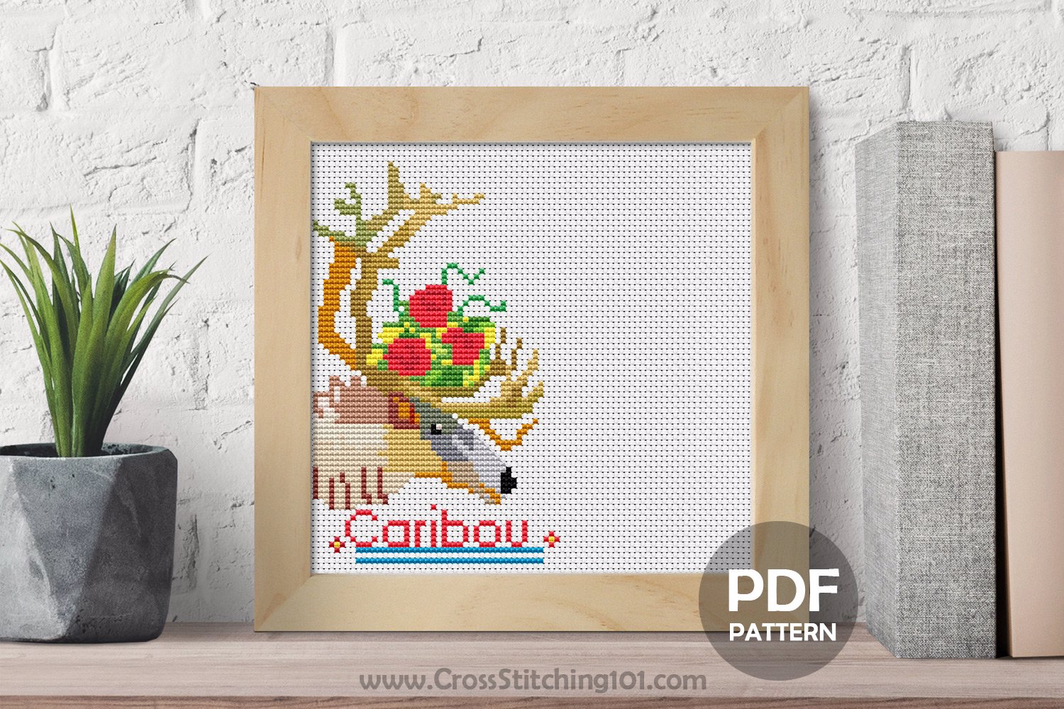 Caribou Face Cross Stitch Pattern