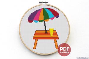 Table n Umbrella Cross Stitch Pattern