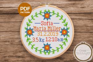 Birth Announcement Template-3 Cross Stitch Pattern