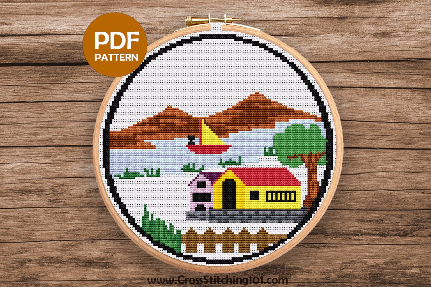 Riverside House Cross Stitch Design