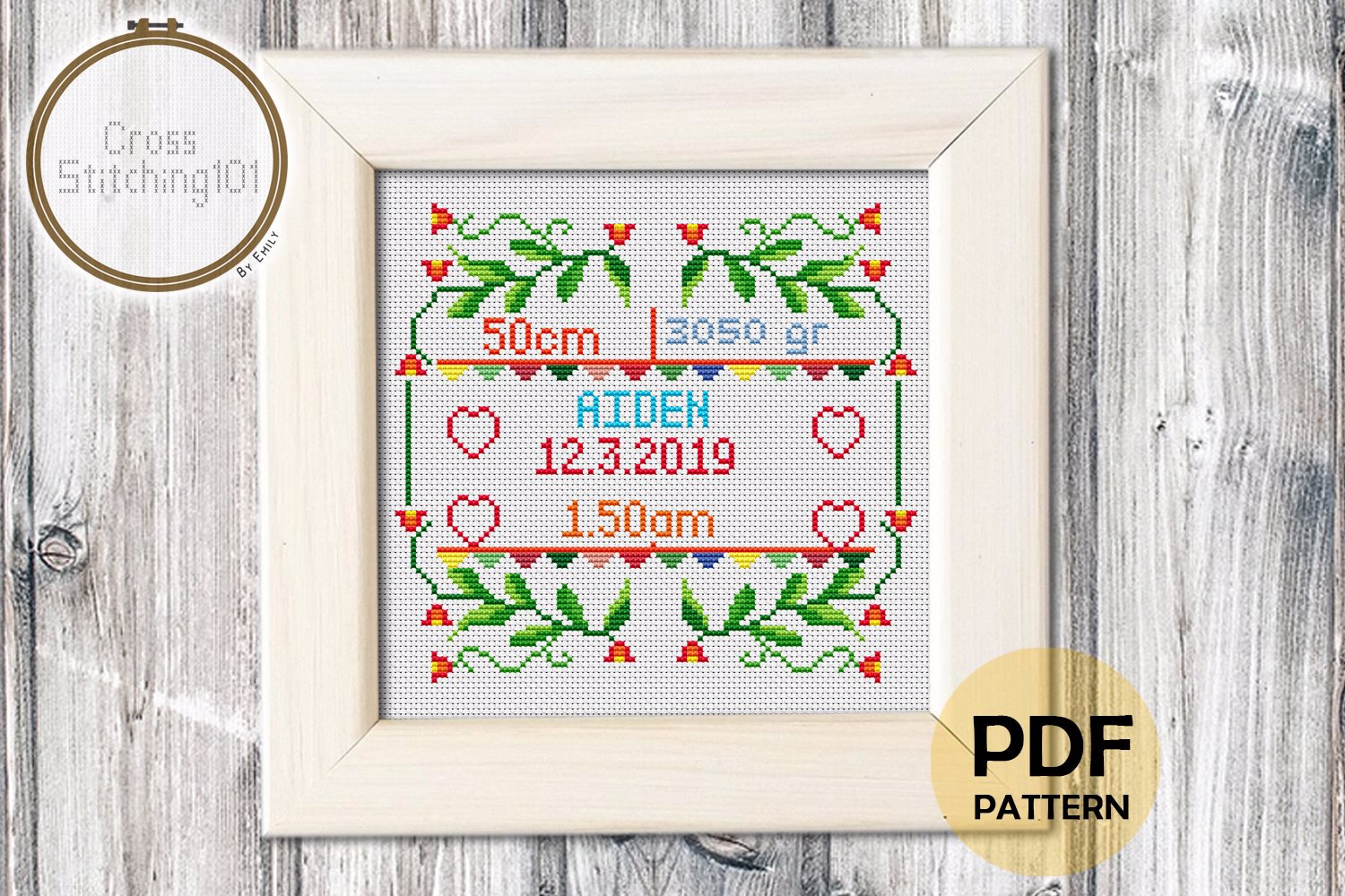 Birth Announcement Template-6 Cross Stitch Chart