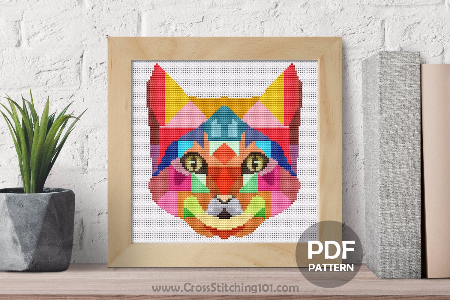 Cat Face Cross Stitch Design