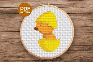 Cute Cartoon Chick Cross Stitch PDF