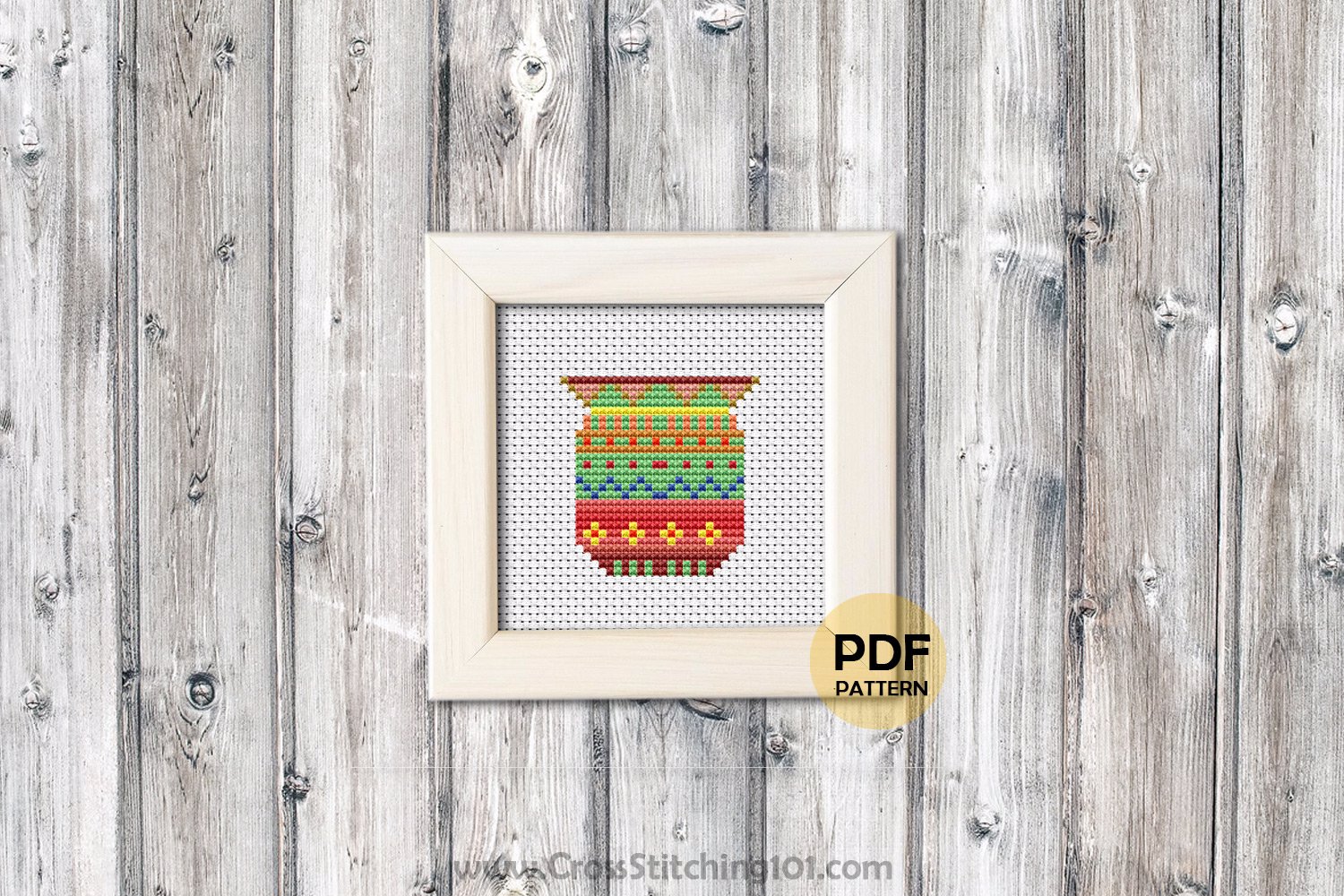 Flower Pot Cross Stitch Design