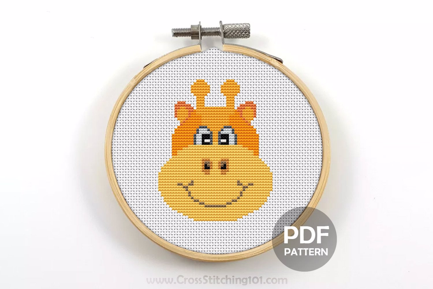 Cartoon Giraffe Face Cross Stitch Pattern