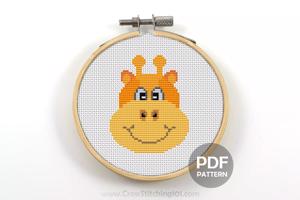 Cartoon Giraffe Face Cross Stitch Pattern