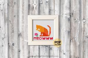 Meowww Cat Cross Stitch Chart