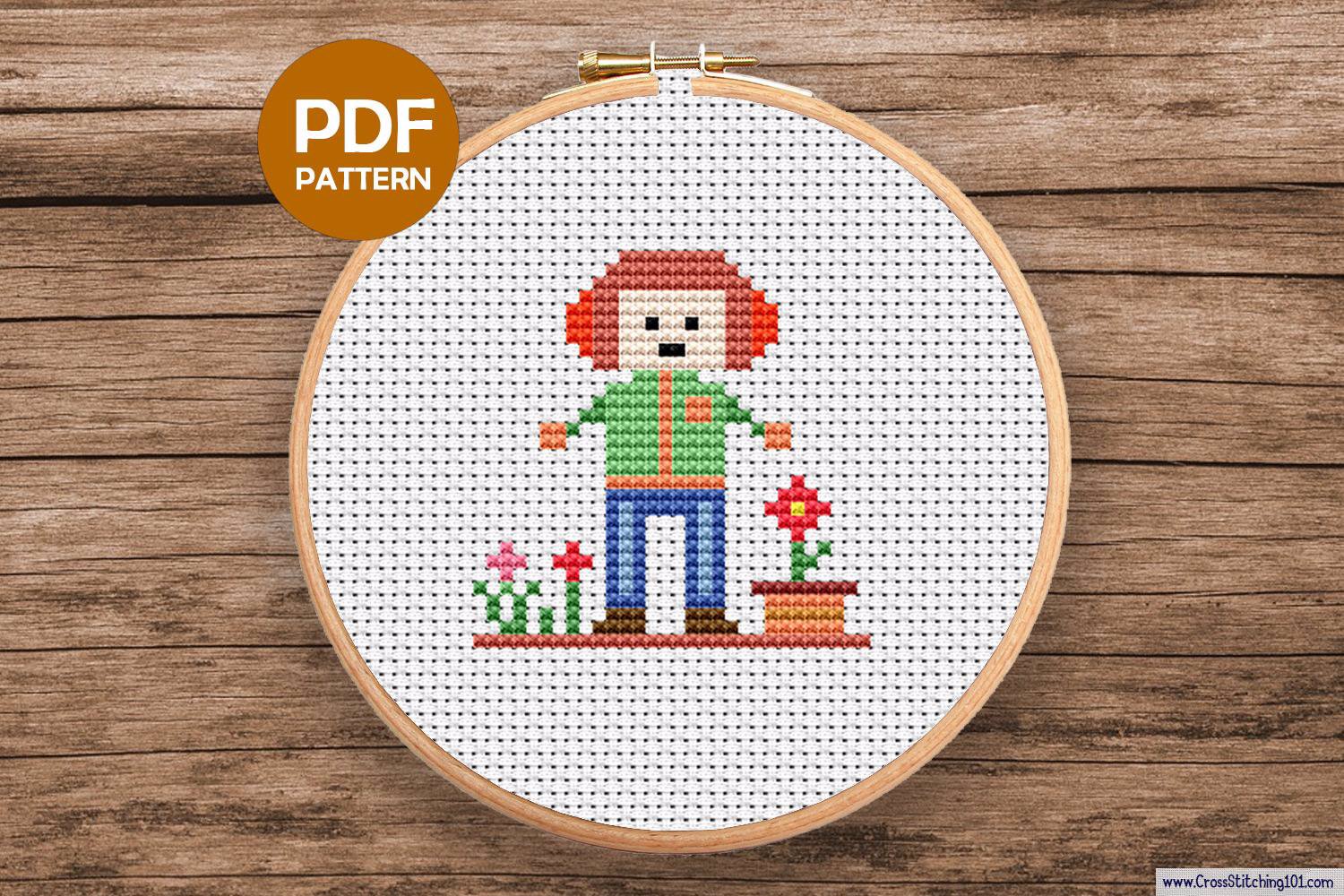 Boy with Headphone Cross Stitch Chart