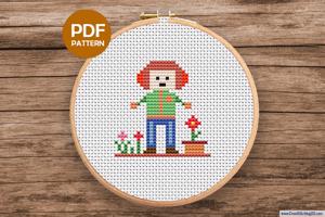 Boy with Headphone Cross Stitch Chart