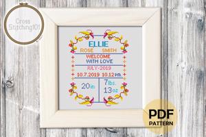 Birth Announcement Template-15 Cross Stitch Pattern