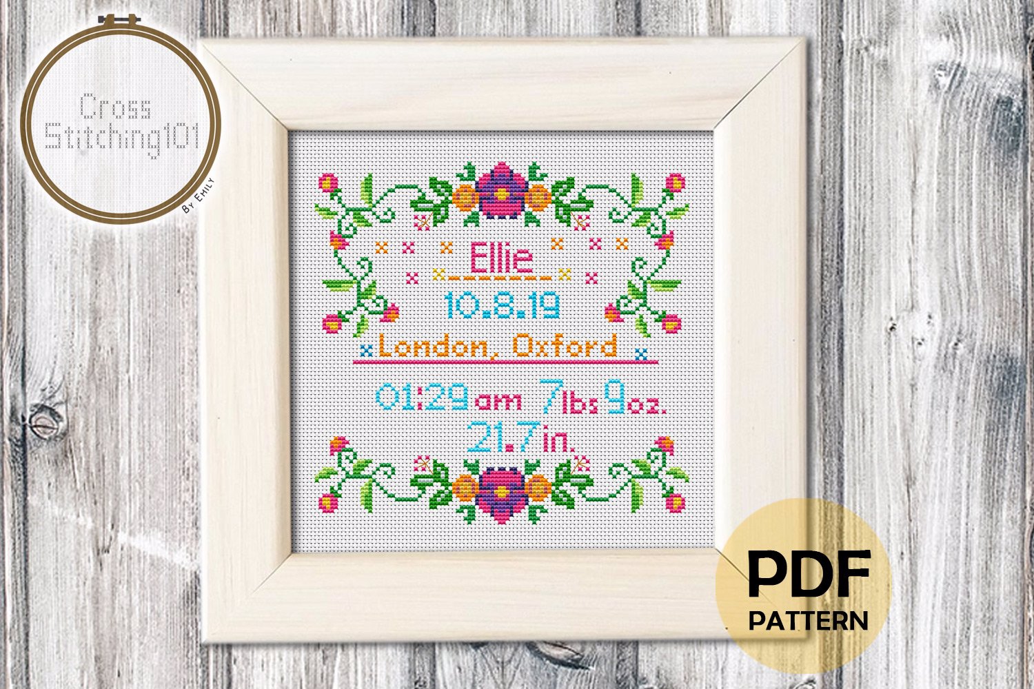 Birth Announcement Template-2 Cross Stitch Chart