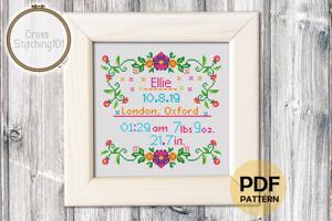 Birth Announcement Template-2 Cross Stitch Chart