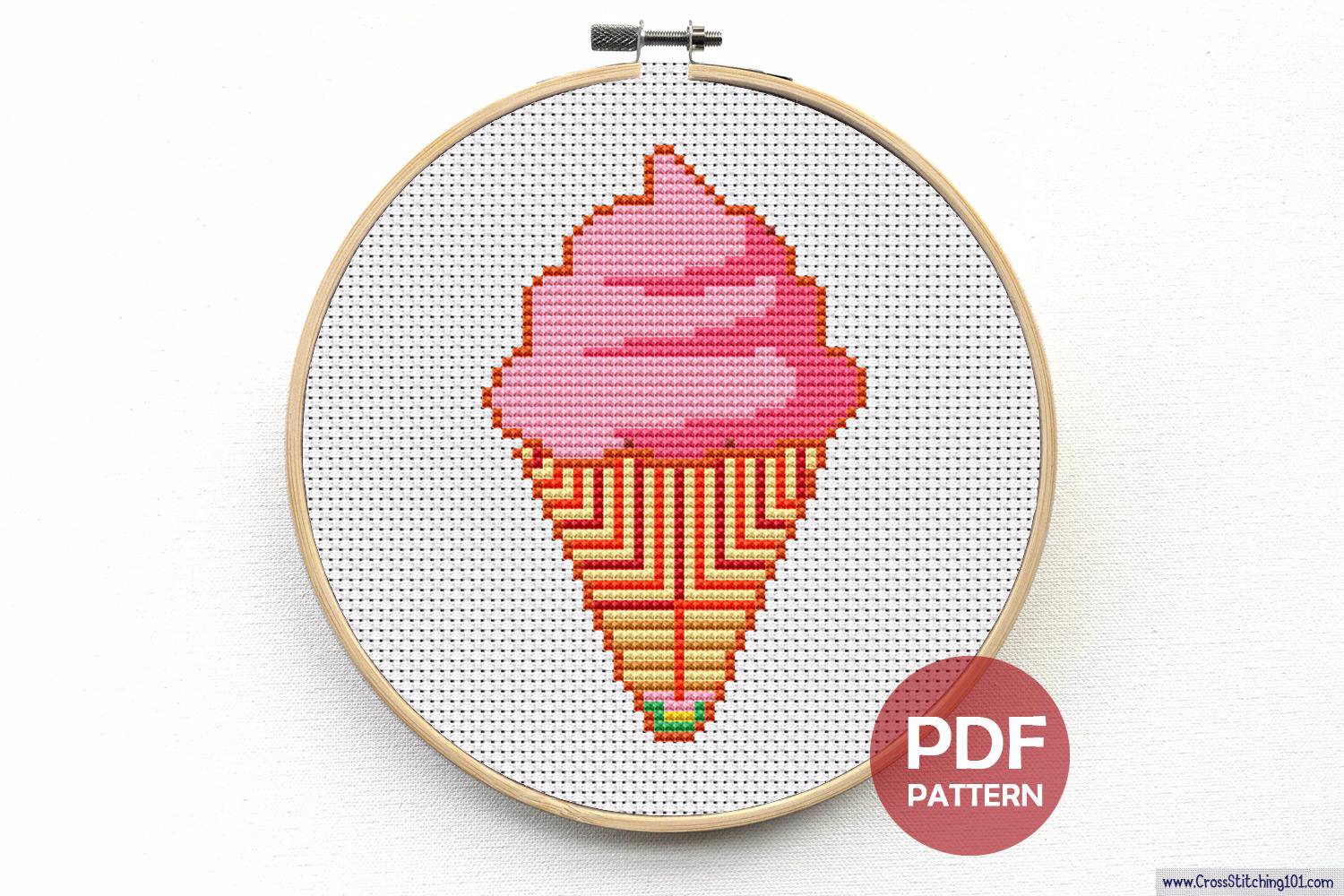 Ice Cream Cone Cross Stitch Pattern