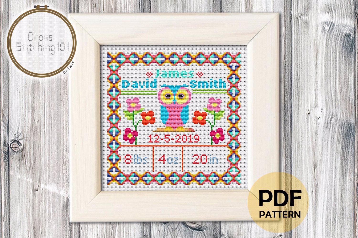 Birth Announcement Template-11 Cross Stitch Pattern