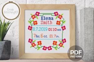 Birth Announcement Template-14 Cross Stitch Chart