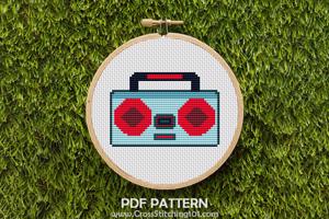 Boombox Radio Cross Stitch Chart