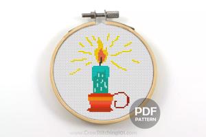 Candle Lantern Cross Stitch Design