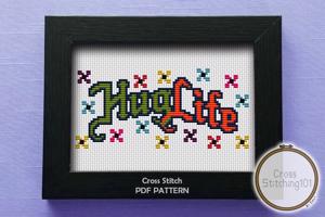 Hug Life Cross Stitch Design