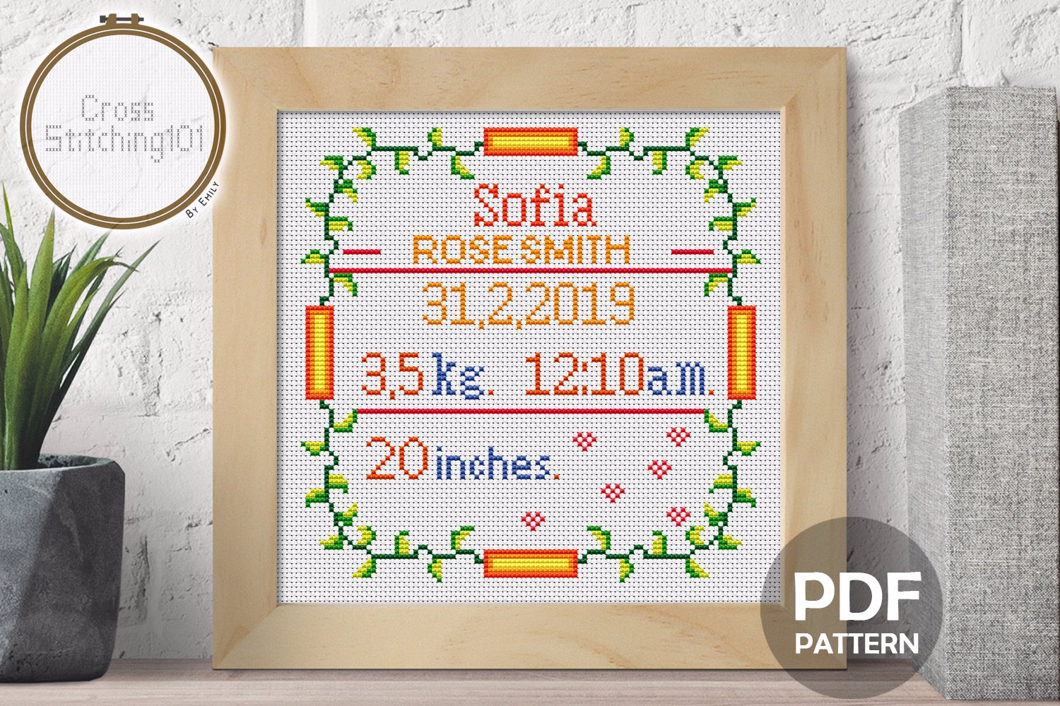 Birth Announcement Template-16 Cross Stitch PDF