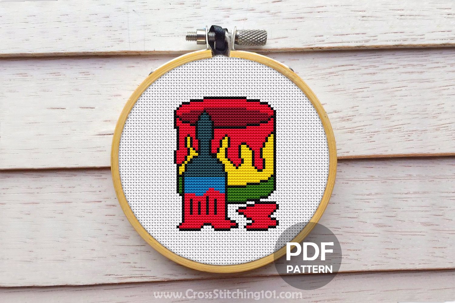 Brush n Bucket Cross Stitch Design