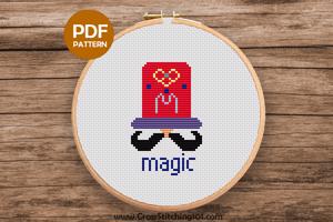 Magician Hat With Beard Cross Stitch Design