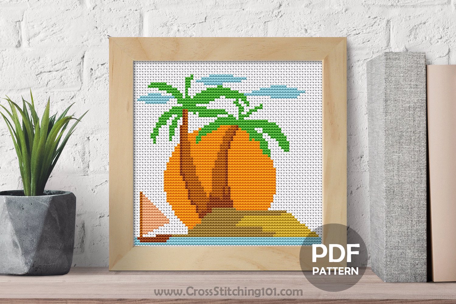 Sunset Beach Cross Stitch Design