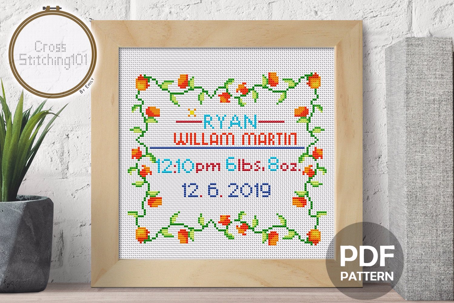 Birth Announcement Template-1 Cross Stitch Design