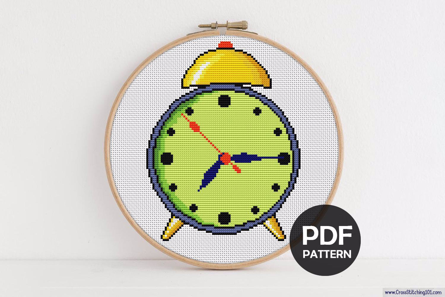 Alarm Clock Cross Stitch Design