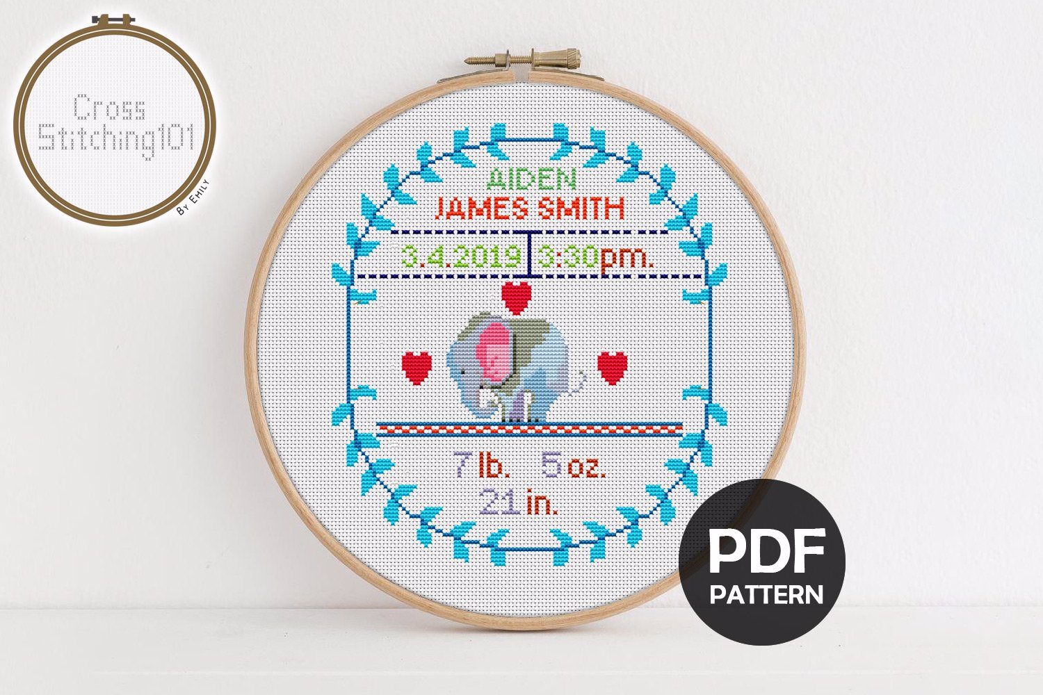 Birth Announcement Template-9 Cross Stitch Design