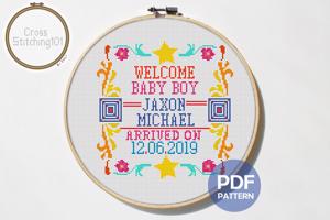 Birth Announcement Template-4 Cross Stitch PDF